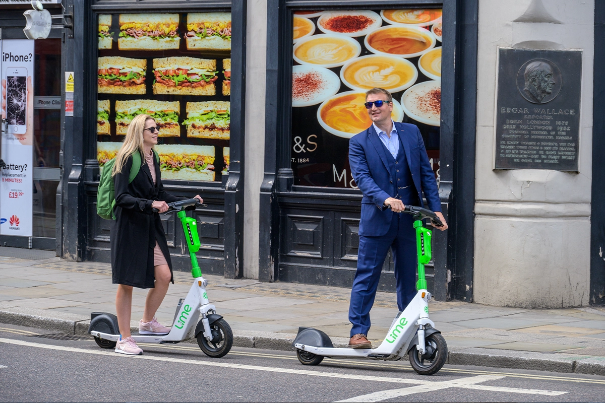 Rijden met een elektrische step in Londen