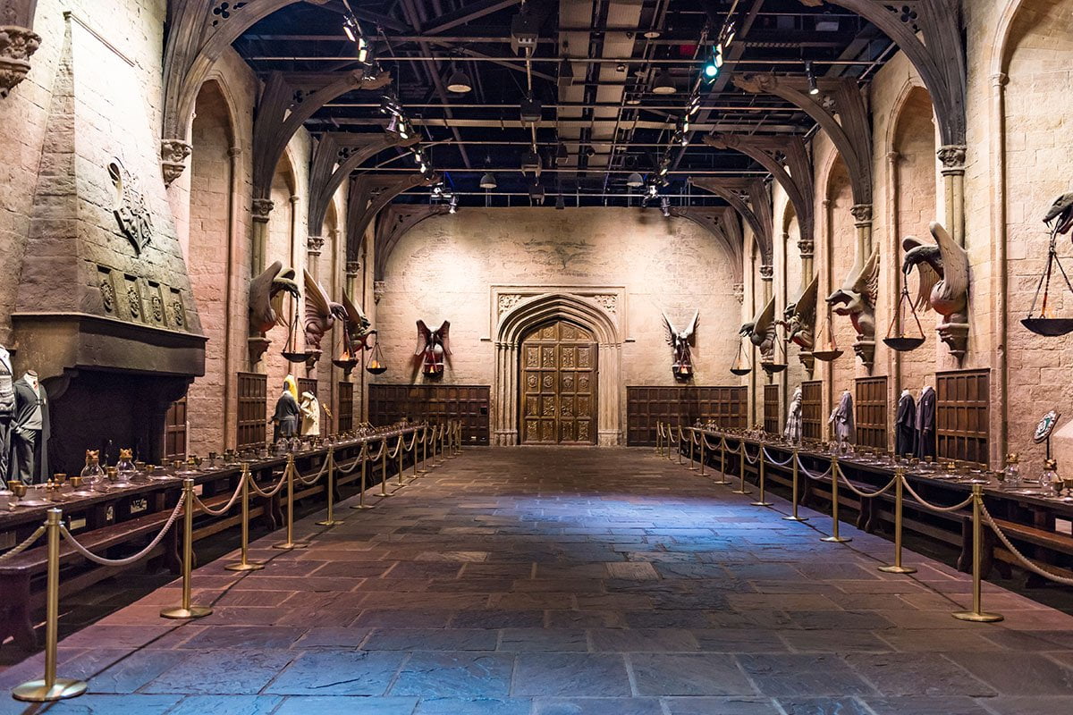 De Great Hall in de Harry Potter Studio in Londen