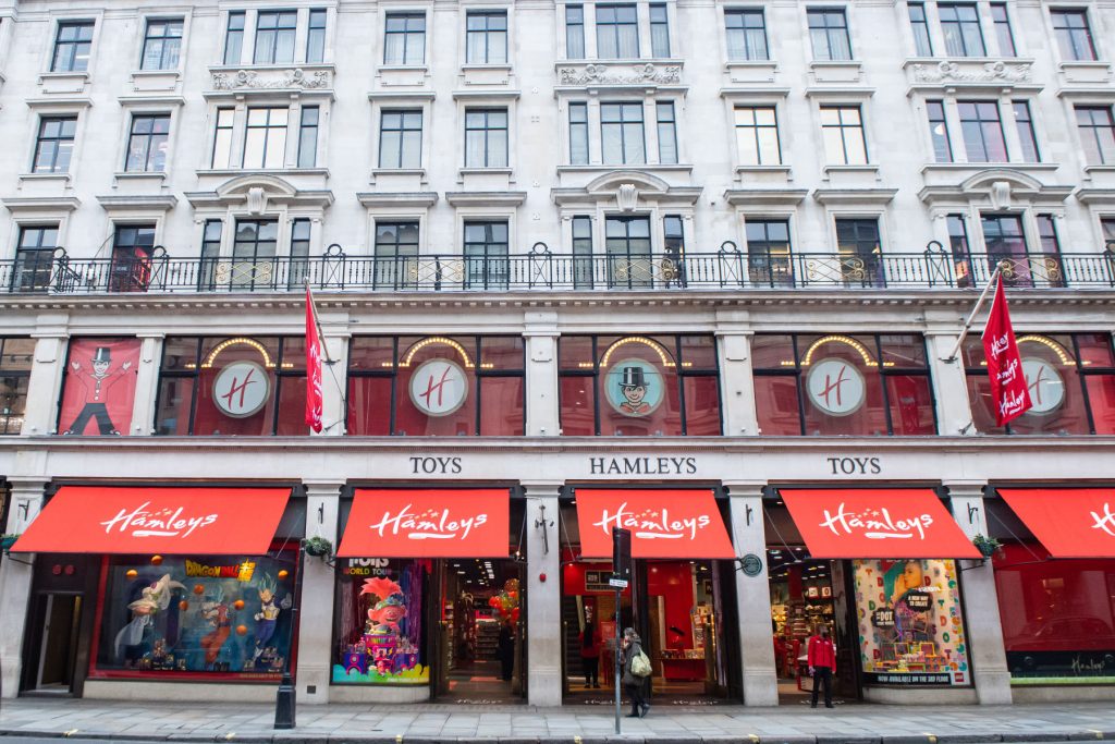 De Hamley's speelgoedwinkel in Londen