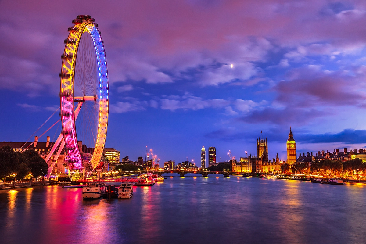 De London Eye in de nacht