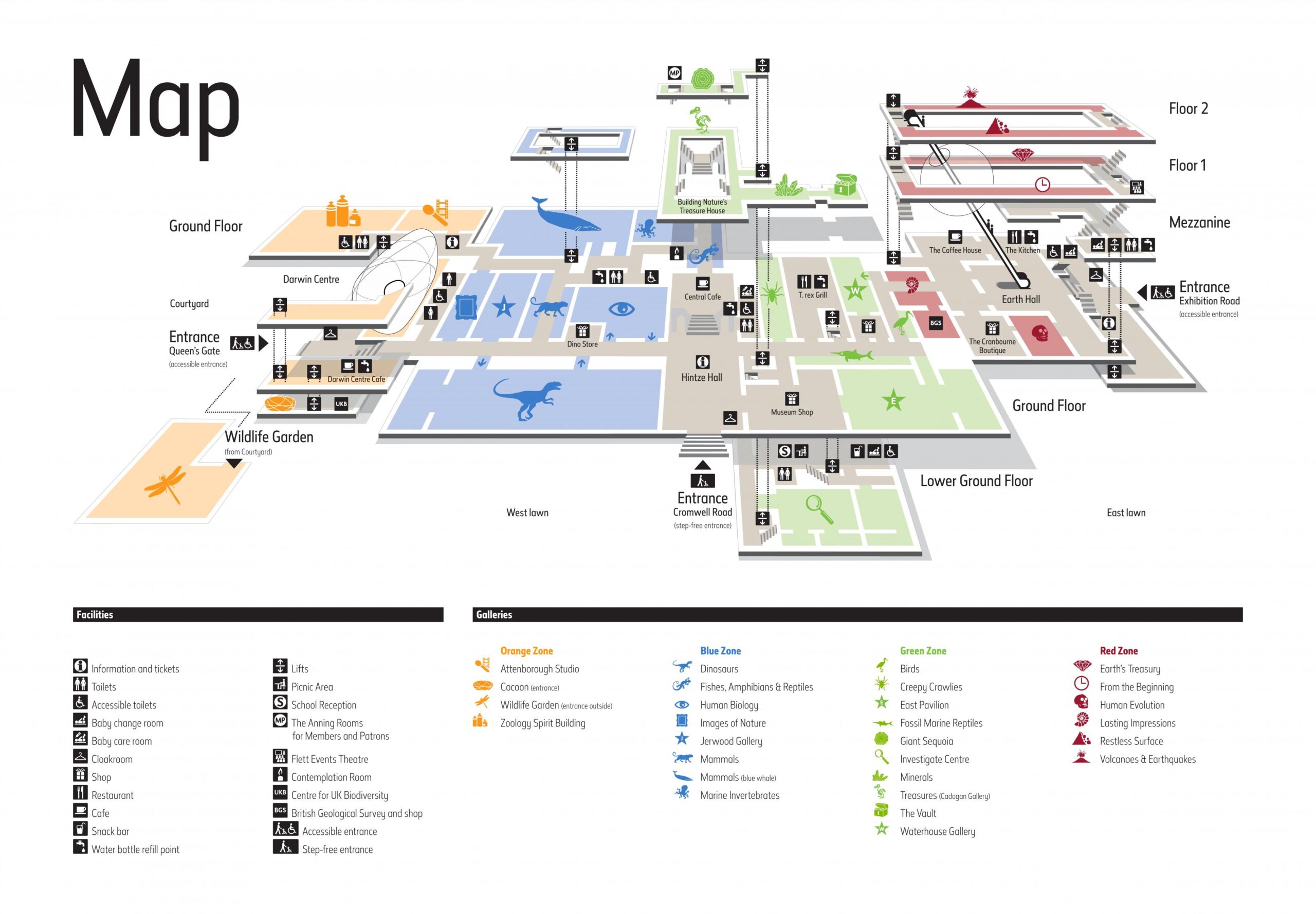 Plattegrond van het Natural History Museum in Londen