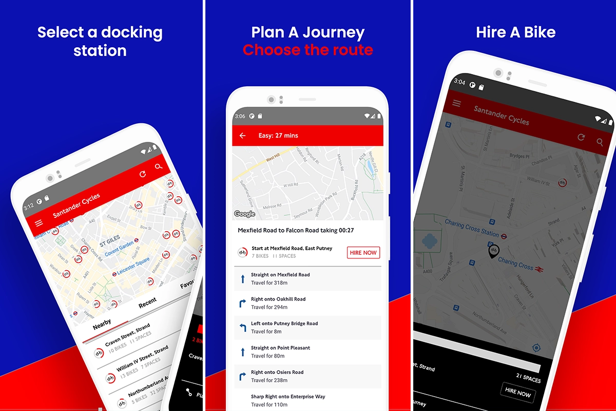 De Santader app in Londen