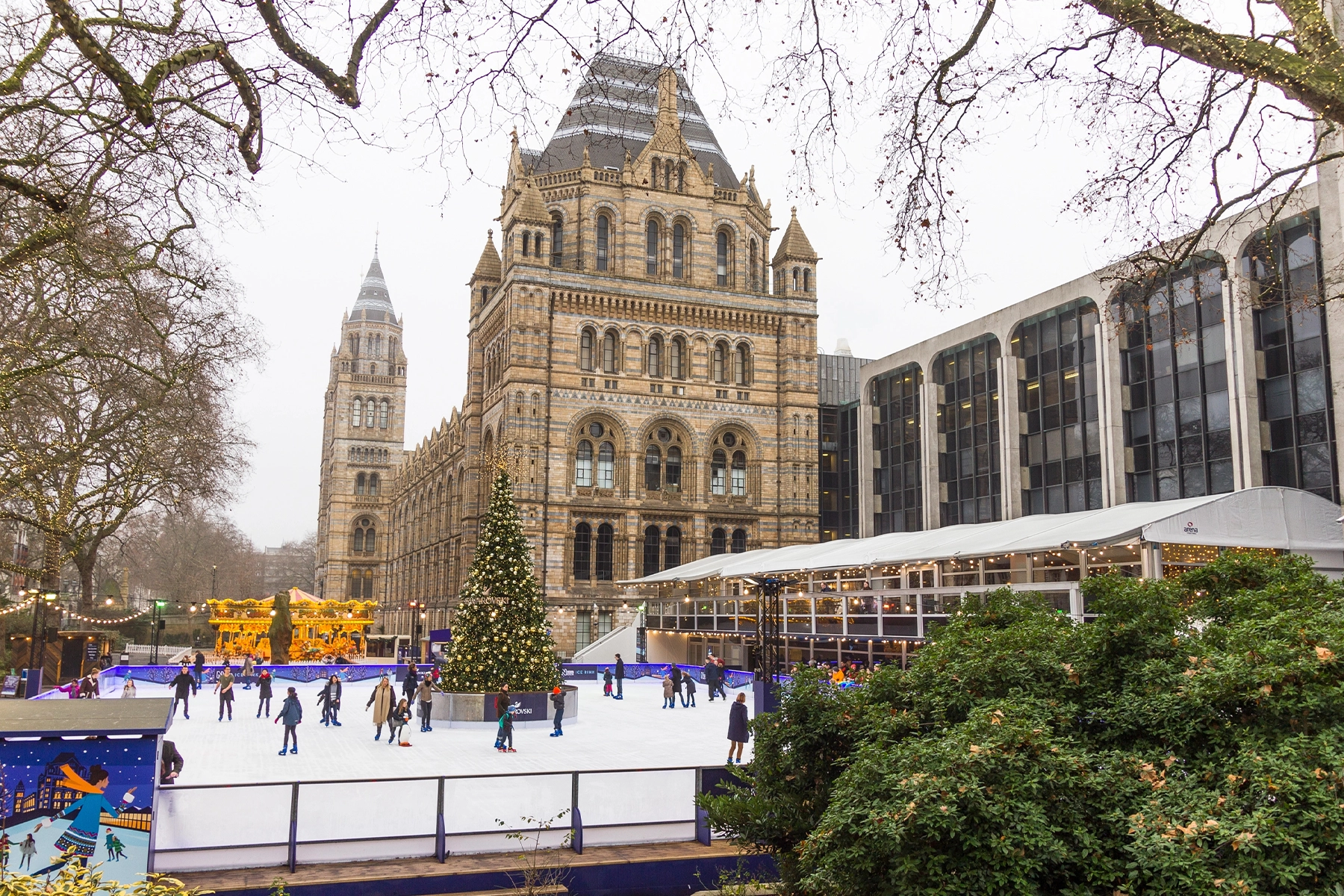 Schaatsbaan in Londen tijdens kerst